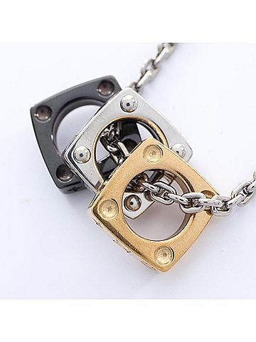 Louis Vuitton Louis Vuitton Monogram Bold Necklace, Gold Plated (GP), Metal, Men's, Silver/Gold Tone, M00675 (view 2)