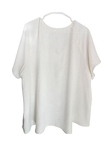 Maurices Button-Front V-Neck Blouse with Lace Insets Short Sleeve T-Shirt (view 2)