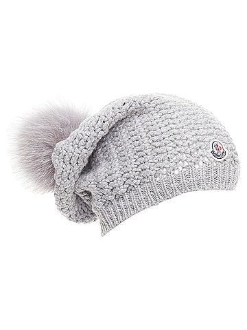 Moncler Moncler Fur Pom Pom Knit Beanie Hat (view 1)