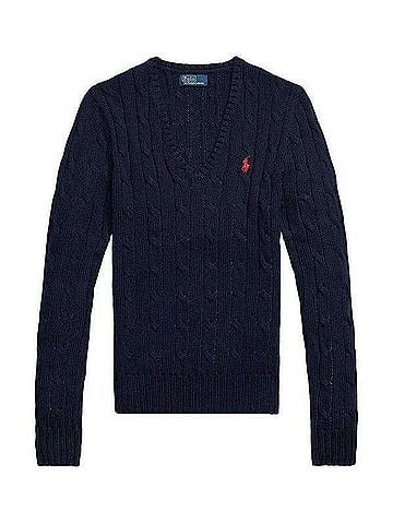 Ralph Lauren Embroidered Pima Cotton V-neck Knit (view 1)
