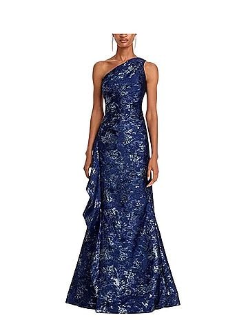 Teri Jon by Rickie Freeman Metallic Jacquard One Shoulder Cocktail Dress (view 1)