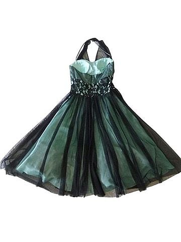 Betsy & Adam Lace Tulle Halter Dress Cocktail Dress (view 2)