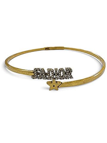 Christian Dior Christian Dior DIOR JADIOR Metal Logo Rhinestone Star Choker Necklace Gold Women's Accessory (view 1)