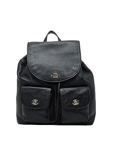 Coach Coach Pebbled Backpack F37410 Black Leather Women's COACH (view 1)