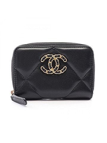 Chanel Chanel CHANEL 19 Zip Coin Purse Wallet, Purse, Lambskin (Sheepskin Leather), Women's, Black, AP0949 (view 1)