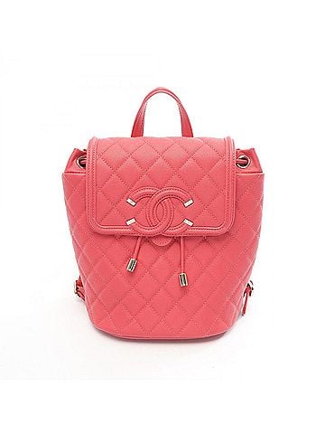 Chanel Chanel CC Filigree Matelassé Backpack/Handbag, Caviar Leather (Grained Calfskin), Women's, Pink (view 1)