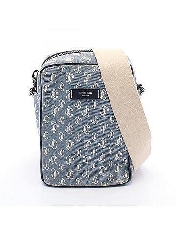 Jimmy Choo Jimmy Choo Kimmy Camera Shoulder Bag/Handbag, Canvas, Women's, Blue/Ivory (view 1)