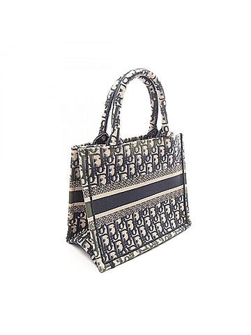 Christian Dior Christian Dior Dior BOOK TOTE Small Oblique Tote Bag Handbag Canvas Women's Beige/Navy (view 2)