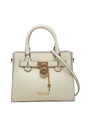 Michael Kors Michael Kors LANDON Satchel Small Handbag Shoulder Bag 2-Way White Ivory Leather Women's (view 1)