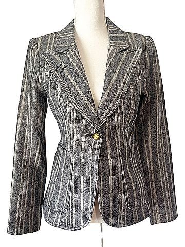 Smythe Tweed Duchess Grey Stripe Rust Suede Elbow Patches Blazer (view 2)