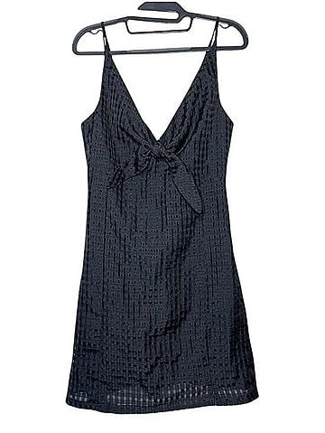 BCBGeneration Textured Black Checkered Mini Dress Off duty 2 Cocktail Dress (view 1)