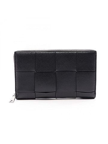 Bottega Veneta Bottega Veneta Cassette Zip-Around Wallet Maxi Intrecciato Round Long Leather Men's Black 649607 (view 1)