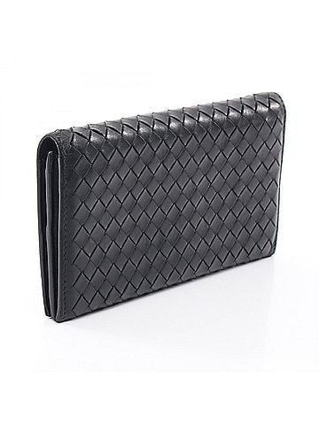 Bottega Veneta Bottega Veneta Intrecciato Bi-fold Long Wallet, Leather, Men's and Women's, Black (view 2)