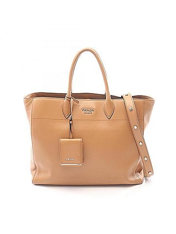 Prada Prada CITY CALF 2-Way Tote Bag/Handbag, Leather, Women's, Brown (view 1)