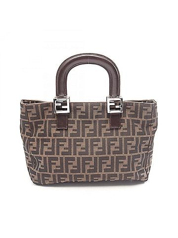 Fendi Fendi Zucca Tote Bag Handbag Canvas Leather Women's Brown/Black (view 1)