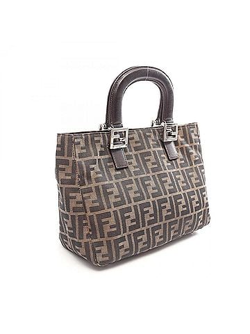 Fendi Fendi Zucca Tote Bag Handbag Canvas Leather Women's Brown/Black (view 2)