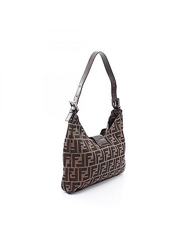 Fendi Fendi Zucca Shoulder Bag/Handbag, Canvas and Leather, Women's, Brown/Black, 26569 (view 2)