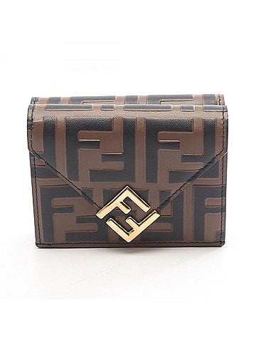 Fendi Fendi FF Diamond Tri-fold Wallet, Leather, Women's, Brown/Black, 8M0480 (view 1)