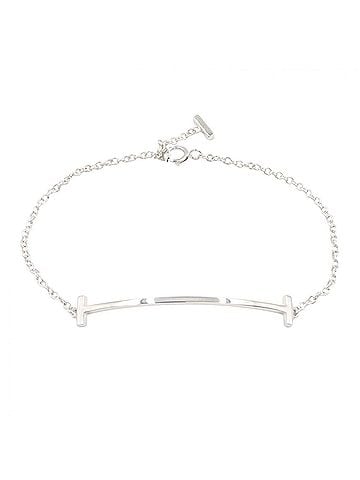 Tiffany & Co. Tiffany &amp; Co. T Smile Small Bracelet, 18K White Gold (WG), Women's, Silver Tone (view 1)