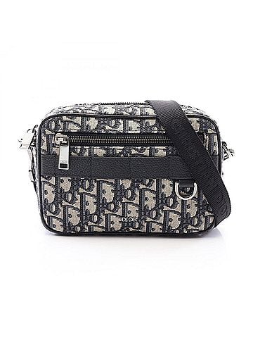 Christian Dior Christian Dior Dior SAFARI Oblique Shoulder Bag/Handbag, Canvas and Leather, Men's, Ivory, Navy, Black (view 1)