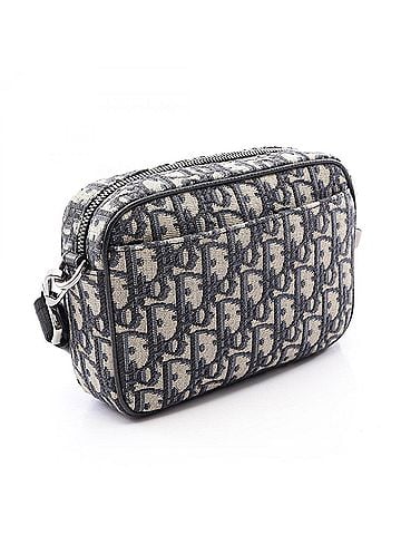 Christian Dior Christian Dior Dior SAFARI Oblique Shoulder Bag/Handbag, Canvas and Leather, Men's, Ivory, Navy, Black (view 2)