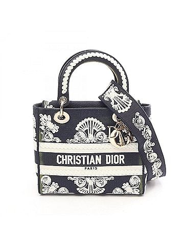 Christian Dior Christian Dior Dior LADY D-LITE Cornelie Medium 2-Way Handbag, Canvas, Women's, Navy/White (view 1)