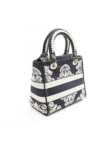 Christian Dior Christian Dior Dior LADY D-LITE Cornelie Medium 2-Way Handbag, Canvas, Women's, Navy/White (view 2)