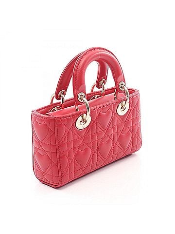 Christian Dior Christian Dior Dior LADY D-JOY Micro Cannage 2-Way Handbag, Leather, Women's, Red (view 2)