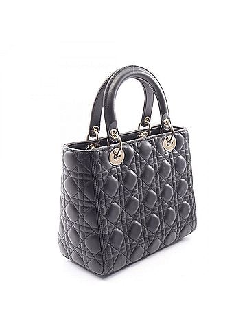 Christian Dior Christian Dior Dior LADY DIOR Medium Cannage 2-Way Handbag, Leather, Women's, Black (M0565ONG) (view 2)