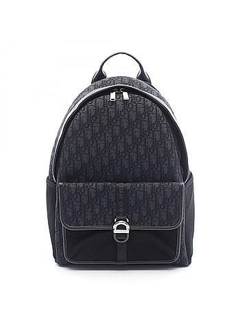 Christian Dior Christian Dior Dior 8 Oblique Backpack/Handbag, Canvas and Leather, Men's, Gray/Black (view 1)