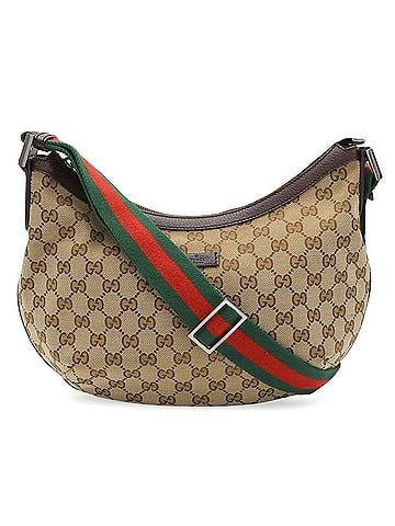 Gucci GUCCI GG Canvas Sherry Line Shoulder Bag, Leather, Khaki Beige, Brown, Dark Green, Red, 181092 (view 1)