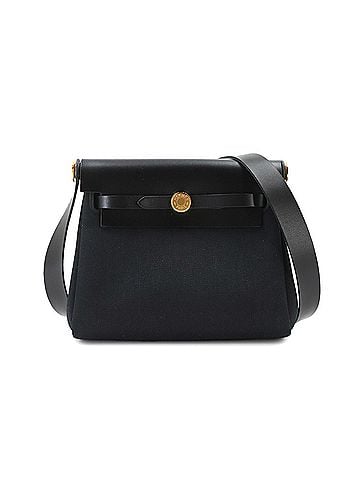 Hermès Hermes Herbag Zip 20 Shoulder Handbag, Toile Military Vache Hunter, Black, K Stamp (view 1)