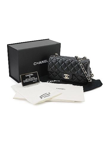 Chanel Chanel Mini Matelasse 20 Chain Shoulder Handbag, Lambskin, Black, A69900 (view 2)