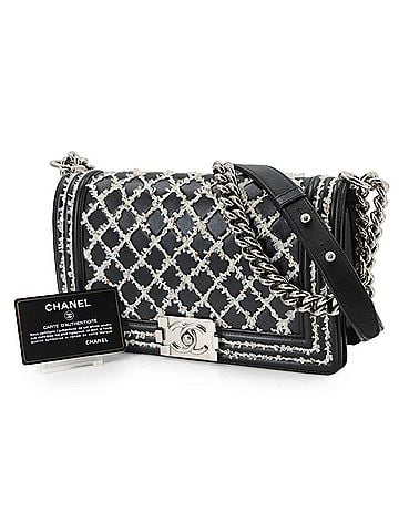 Chanel Chanel Boy Small Chain Shoulder Handbag, Lambskin, Black, A67086, Sequins, Silver Hardware (view 2)