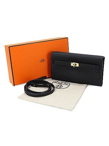 Hermès Hermes Kelly To Go Shoulder Wallet, Bi-fold Long Epsom Leather, Black, B Stamp. (view 2)