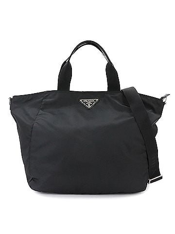 Prada Prada PRADA 2-way Tote Shoulder Handbag Nylon Leather Nero BR4051 Silver Hardware Bag (view 1)