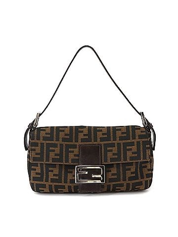 Fendi Fendi Zucca Mamma Baguette Shoulder Handbag, Canvas and Leather, Brown, 26424, Silver Hardware. (view 1)