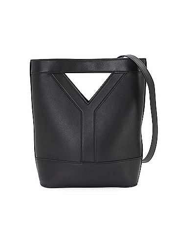 Saint Laurent Saint Laurent Y Bucket Small 2-way Hand/Shoulder Handbag, Leather, Black, 808224, Gold Hardware (view 1)