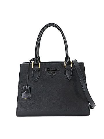 Prada Prada Saffiano 2-way Hand/Shoulder Handbag, Leather, Nero Black, Gold Hardware (view 1)