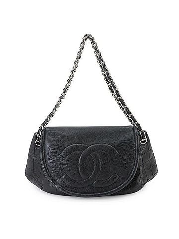 Chanel Chanel Half Moon Chain Shoulder Handbag, Caviar Leather, Black, A50987, Silver Hardware. (view 1)