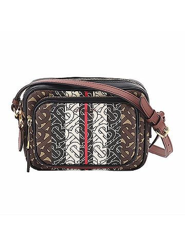 Burberry Burberry TB Monogram Stripe Camera Shoulder Handbag, Leather, Brown, 8021485, Gold Hardware. (view 1)