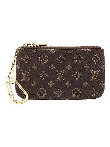 Louis Vuitton LOUIS VUITTON Louis Vuitton Monogram Mini Lin Pochette Cle Wallet/Coin Case, Ebene Dark Brown, with Key Hook, M95230 (view 1)