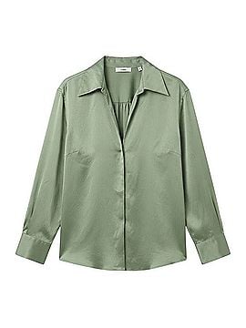 Vince. Mint Silk Button Down Shirt Button-Down Shirt (view 1)
