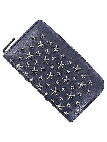 Jimmy Choo Jimmy Choo Round Long Wallet with Star Studs, Navy Gunmetal Leather, Women's/Men's, J000049385001 T6219 (view 1)