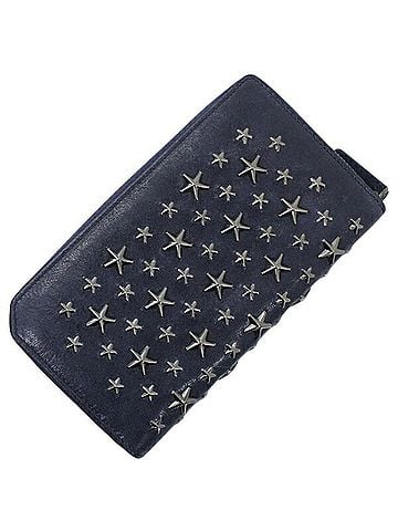 Jimmy Choo Jimmy Choo Round Long Wallet with Star Studs, Navy Gunmetal Leather, Women's/Men's, J000049385001 T6219 (view 2)