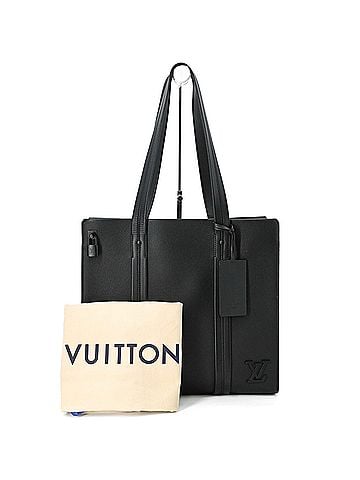 Louis Vuitton LOUIS VUITTON Louis Vuitton Aerogram Tote Bag, Grain Leather, Black, M57308, IC Chip (view 2)