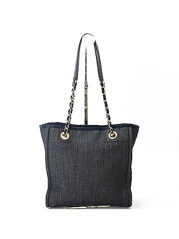 Chanel CHANEL Coco Deauville PM Tote Bag with Chain, Women's, Navy (view 2)