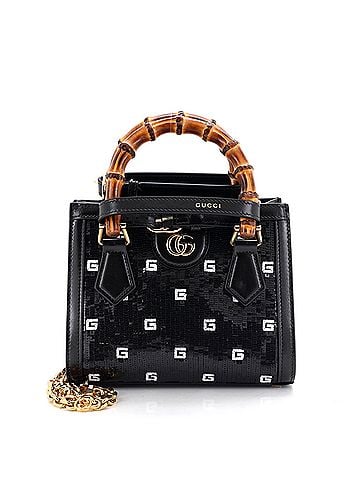 Gucci Diana NM Bamboo Handle Tote Sequin and Bead Embelished Leather Mini (view 1)