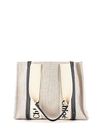 Chloé Woody Tote Canvas with Leather Medium (view 1)