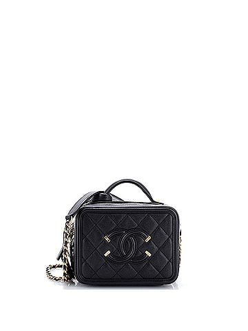 Chanel Filigree Vanity Case Quilted Caviar Small (view 1)